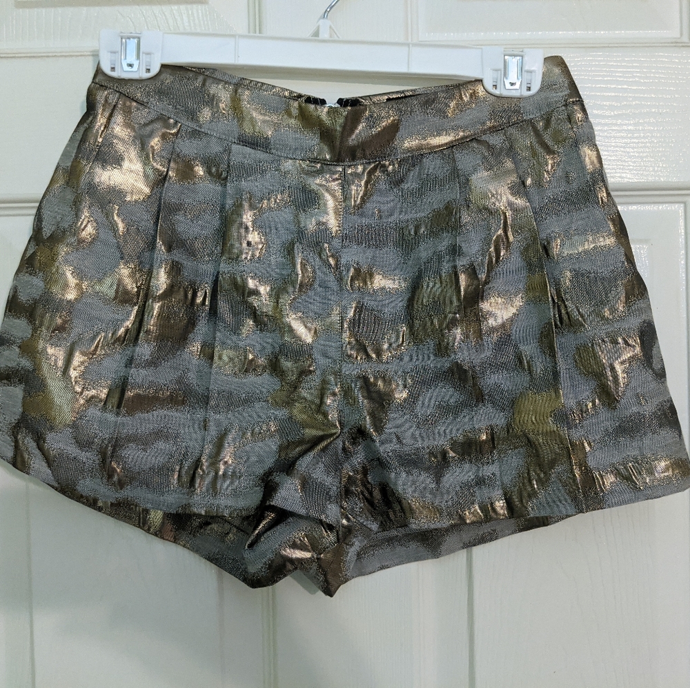 Metallic animal print shorts